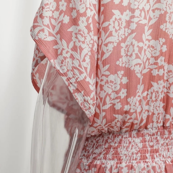 Floral Split Back V-neck Front Slit Cotton Boho Maxi Dress - Picture 13 of 16